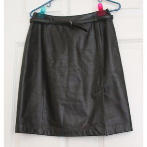 Ann Taylor LOFT black Genuine leather skirt Western Y2K Grunge Goth Halloween 4P